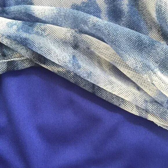 Elizabeth & Nicole Blue & White Tie-Dye Mesh Skirt - Picture 4 of 4